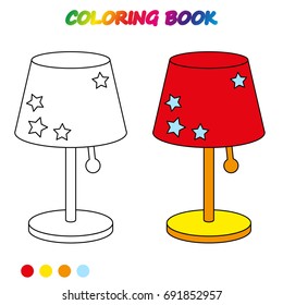 Worksheet.  TABLE LAMP - coloring book.  Game for kids.  Vector cartoon  illustration. 