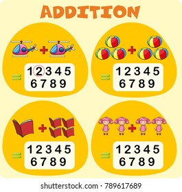 Worksheet template for addition illustration