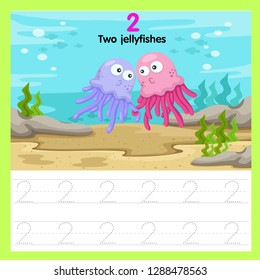 worksheet of two jellyfishes