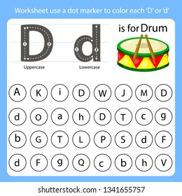 Worksheet use a dot marker to color each D