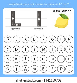 Worksheet use a dot marker to color each L