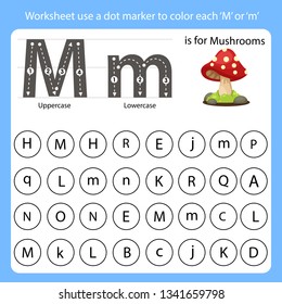 Worksheet use a dot marker to color each M