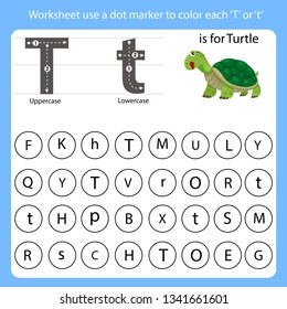 Worksheet use a dot marker to color each T