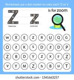 Worksheet use a dot marker to color each Z