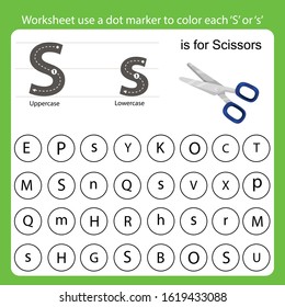 Worksheet use a dot marker to color each S