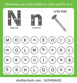 Worksheet use a dot marker to color each N