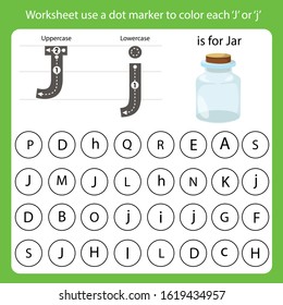 Worksheet use a dot marker to color each J