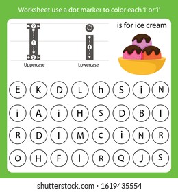 Worksheet use a dot marker to color each I