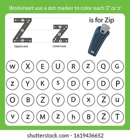 Worksheet Use A Dot Marker To Color Each Z