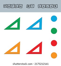 worksheet vector design, challenge to connect the rullers with its color. Logic game for children.