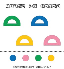 diseño vectorial de hoja de cálculo, desafío para conectar los controladores con su color. Juego lógico para niños.