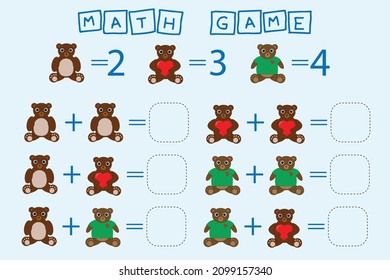 worksheet vector design, task to calculate the answer and connect to the correct number. Logic game for children.
