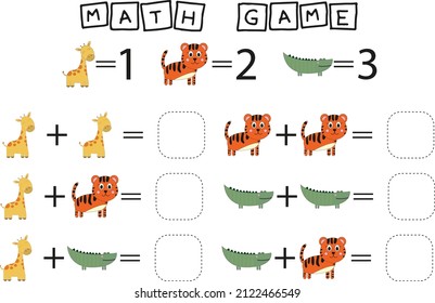 worksheet vector design, task to calculate the answer and connect to the correct number. Logic game for children.

