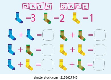 worksheet vector design, task to calculate the answer and connect to the correct number. Logic game for children.
