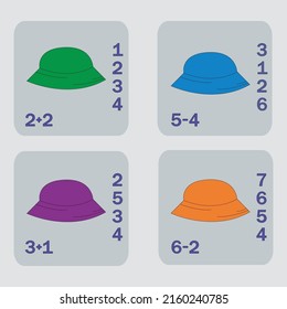 worksheet vector design, task to calculate the answer and connect to the correct number. Logic game for children.