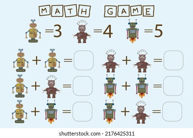 worksheet vector design, task to calculate the answer and connect to the correct number. Logic game for children.
