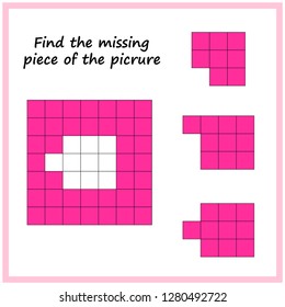 Worksheet. Visual logic puzzle: Find missing piece - Puzzle game for kids. 