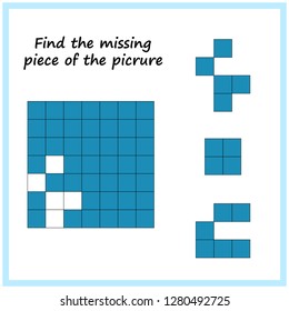 Worksheet. Visual logic puzzle: Find missing piece - Puzzle game for kids. 
