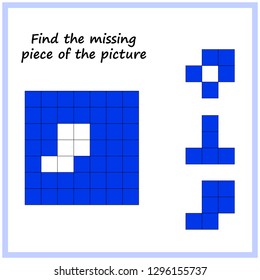 Worksheet. Visual logic puzzle: Find missing piece - Puzzle game for kids. 