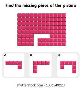 Worksheet. Visual logic puzzle: Find missing piece - Educational game for kids, puzzle. development of spatial thinking in children (suitable both for kids and adults). Task game what will be the top 