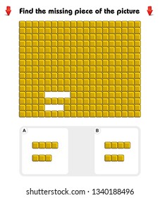 Worksheet. Visual logic puzzle: Find missing piece - Educational game for kids, puzzle. development of spatial thinking in children (suitable both for kids and adults). Task game what will be the top 