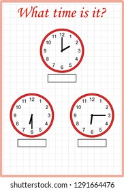 Worksheet. What time is it? game for child. worksheet for preschool kids. Telling the time