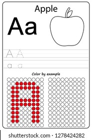 Worksheet. Writing A-Z, alphabet, exercises game for kids. Writing letter A