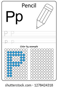Worksheet. Writing A-Z, alphabet, exercises game for kids. Writing letter P