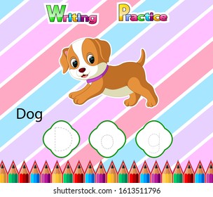 Worksheet Writing practice alphabet D for Dog of illustration