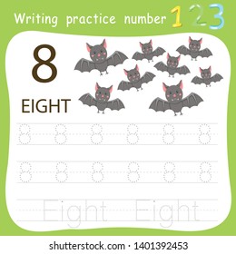 Worksheet Writing practice number eight