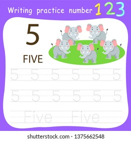 Worksheet Writing practice number five