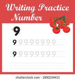 Práctica de escritura de hojas de cálculo número nueve. Práctica de escritura digital:
9. Juego matemático para niños en edad preescolar y escolar