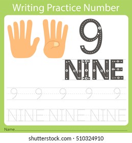 worksheet Writing practice number nine