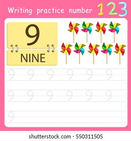 worksheet Writing practice number nine