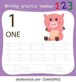 Worksheet Writing practice number one animal