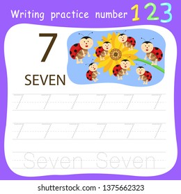 Worksheet Writing practice number seven