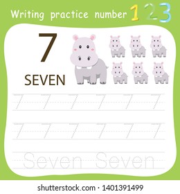 Worksheet Writing practice number seven