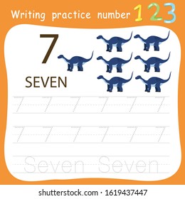 Worksheet Writing practice number seven