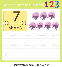 worksheet Writing practice number seven 