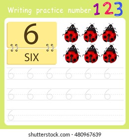  worksheet Writing practice number six 