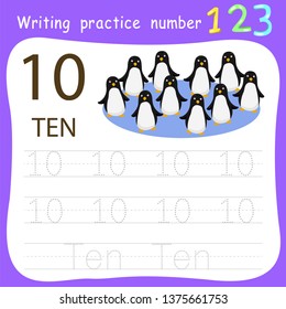 Worksheet Writing practice number ten