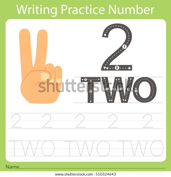 Worksheet Writing Practice Number Two Stock Vector (Royalty Free) 510324643