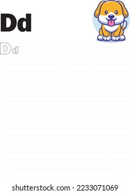 Worksheet.Alphabet activity for pre schoolers and kindergarten.Alphabet tracing letter D activity. Printable page.