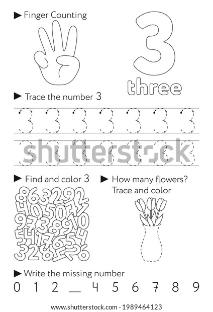 Worksheets Learning Numbers Learning Activity Kids Stock Vector ...