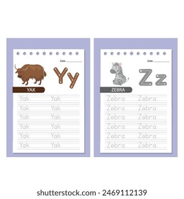 Worksheets lettering Tracing alphabet practice worksheet for kids preschool primary learning