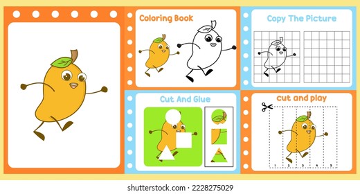 worksheets pack for kids with mango. fun learning for children