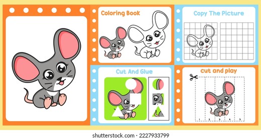 worksheets pack for kids with mouse. fun learning for children