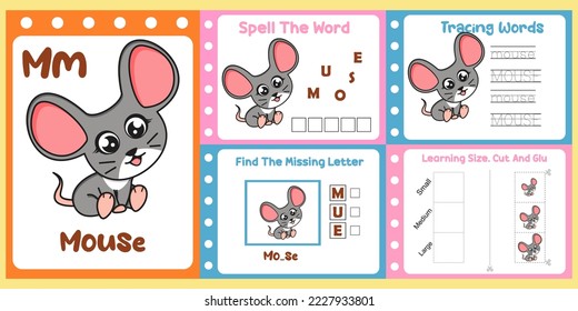 worksheets pack for kids with mouse. fun learning for children