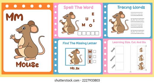 worksheets pack for kids with mouse. fun learning for children