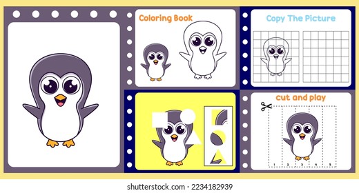 worksheets pack for kids with Penguin. fun learning for children